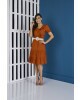 Vestido Transpassado com Babados Canela Tatá Martello