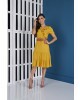 Vestido Transpassado com Babados Mostarda Tatá Martello