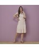 Vestido Transpassado com Listra Nude Tatá Martello 