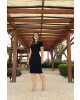 Vestido Tubinho com Recorte Preto Luciana Pais