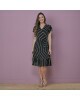 Vestido Transpassado com Listra Preto Tatá Martello