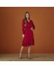 Vestido Transpasse com Botão Vermelho Tatá Martello
