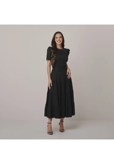 Vestido Ananda Em Crepe Dots Preto Tata Martello Outono/Inverno 2026