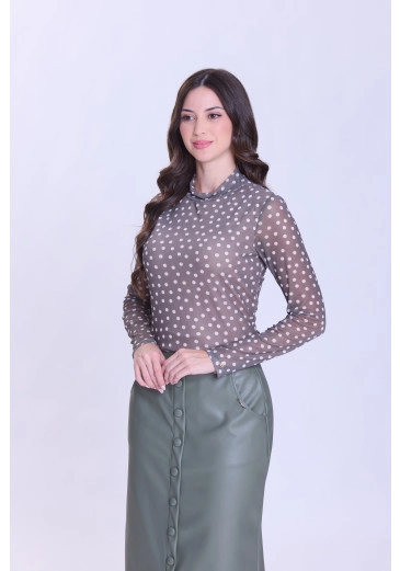 Blusa Francisca Em Malha Tule Estampada Verde Hapuk Outono/Inverno 2026