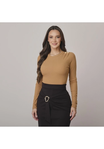 Blusa Giovana Em Stella Maris Caramelo Tata Martello Outono/Inverno 2026