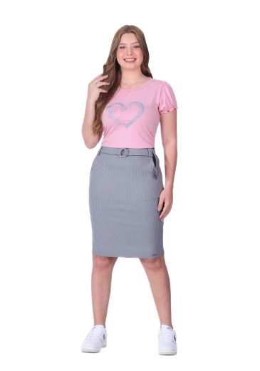 Conjunto Elaine Em Malha Lisa E Malha Canelada Cinza Hapuk Primavera/Verão 2026