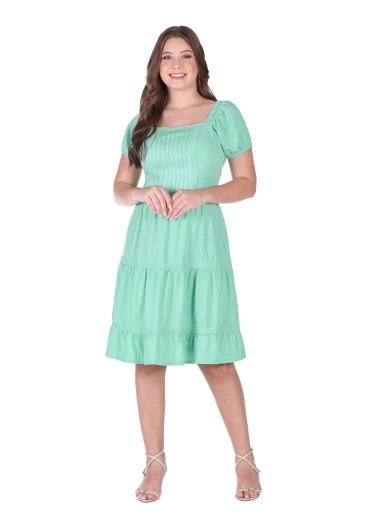  Vestido Amelie Com Detalhe Em Griper Verde Hapuk Alto Verão 2025