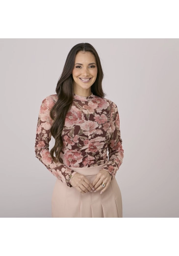 Blusa Simaria Em Tule Estampado Bordo Tata Martello Outono/Inverno 2026