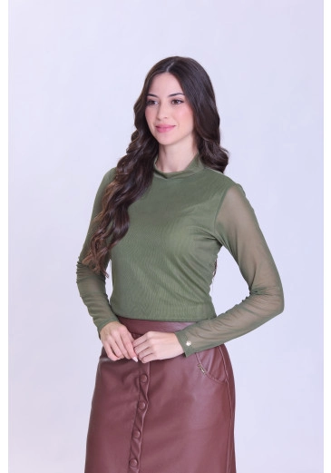 Blusa Elenice Em Malha Tule Verde Hapuk Outono/Inverno 2026
