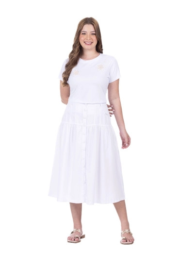 Saia Yasmine Em Jeans Branco Hapuk Primavera/Verão 2026