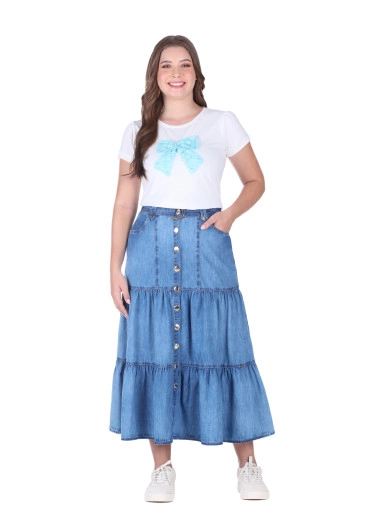 Blusa Carmela em Malha Algodão com Estampa Frontal Off White Hapuk Primavera/Verão 2025 