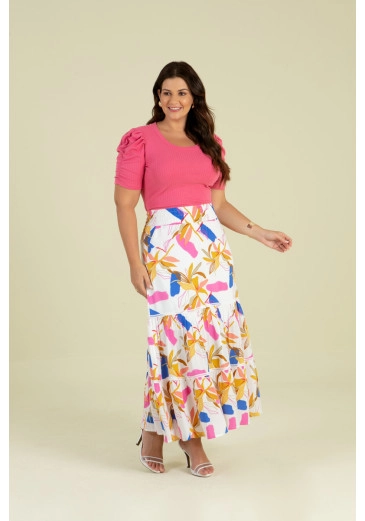 Blusa Plus Size De Malha Canelada Com Mangas Bufantes Pink Hadaza Alto Verão 2024