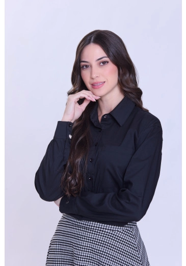 Camisa Luciana Em Tecido Plano Preta Hapuk Outono/Inverno 2026