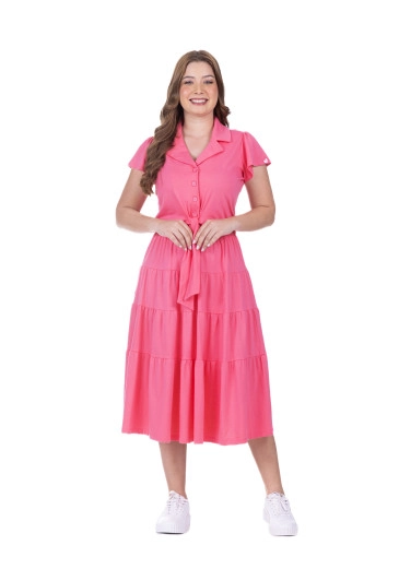 Vestido Katia Em Malha De Algodão Sustentável Pink Hapuk Primavera/Verão 2026