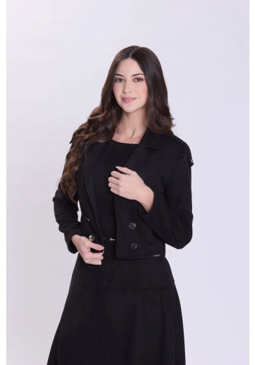 Jaqueta Cibele Em Malha Suede Preto Hapuk Outono/Inverno 2026