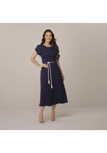 Vestido Manuela Em Malha Volare Azul Marinho Tata Martello Primavera/Verão 2026