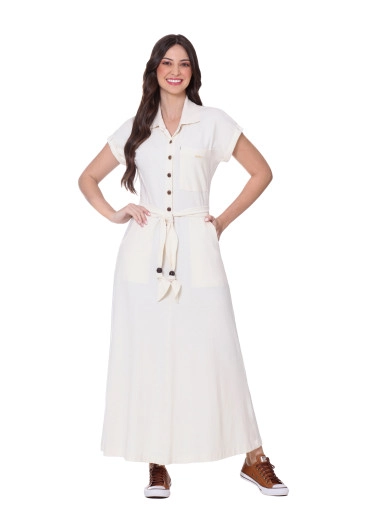 Vestido Amélia Linho Em Piquet Hapuk Outono/Inverno 2025