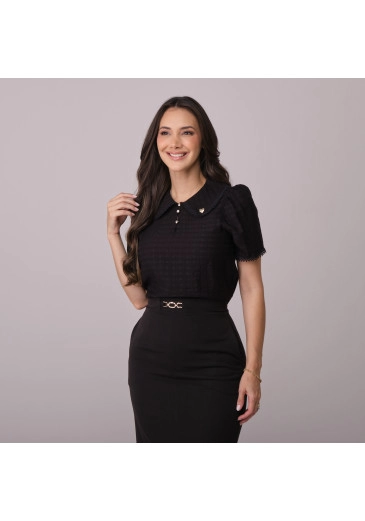 Blusa Simara Em Viscose Rayon Preta Tata Martello Primavera/Verão 2026