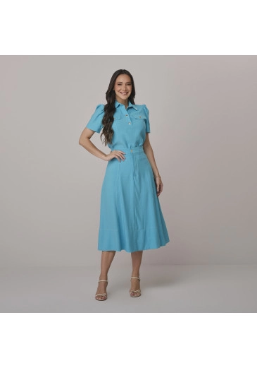 Conjunto Carol Em Alfaiataria Toscana Azul Tata Martello Outono/Inverno 2026