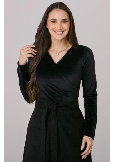 Blusa Maiara Em Velvet Plush Preta Tata Martello Outono/Inverno 2026