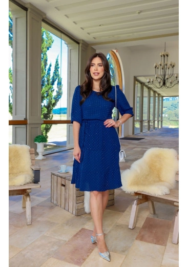 Vestido Deusa Em Chiffon Trabalhado com Strass Maria Amore Outono/Inverno 2025