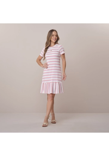 Vestido Monica Em Malha Serena Rib Listras Vermelho Tata Martello Primavera/Verão 2026