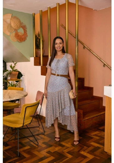 Vestido Eliane Em Tule Estampado Jany Pim Primavera/Verão 2027