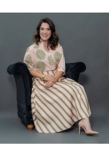 Vestido Camisa Em Toque De Seda Estampa Exclusiva Kauly Outono/Inverno 2025