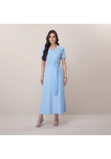 Vestido Larissa Em Malha Azul Tatá Martello Primavera/Verão 2026
