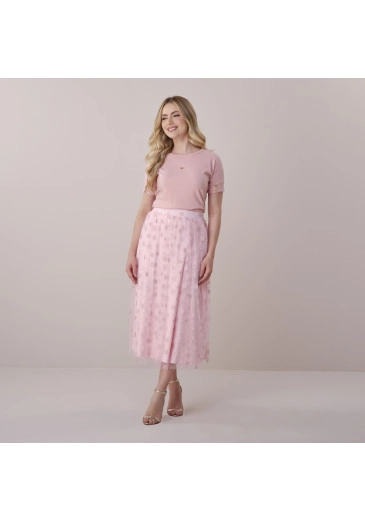 Saia Rita Em Tule Flowers Rosa Tata Martello Primavera/Verão 2026