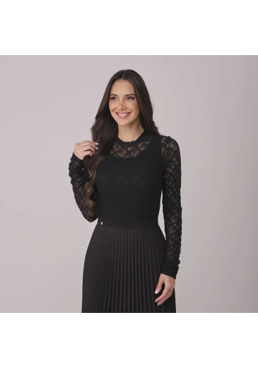 Blusa Mila Em Renda Preta Tata Martello Outono/Inverno 2026