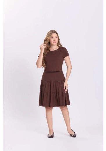 Vestido Sandy Em Malha Marrom Hapuk Outono/Inverno 2026
