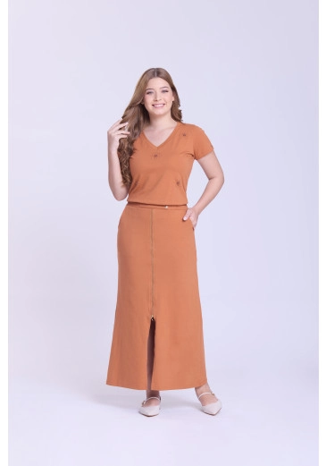 Saia Cloe Em Moletinho Caramelo Hapuk Outono/Inverno 2026