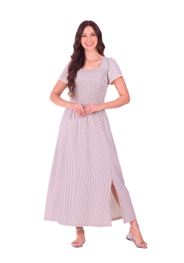 Vestido Thalita Em Malha Texturizada Listrada Azul Hapuk Primavera/Verão 2027