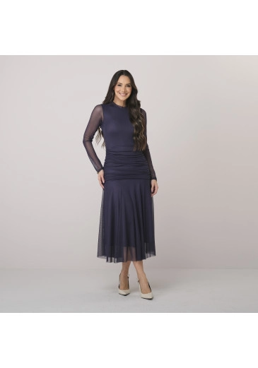 Vestido Amabia Em Tule Liso Azul Noite Tata Martello Outono/Inverno 2026