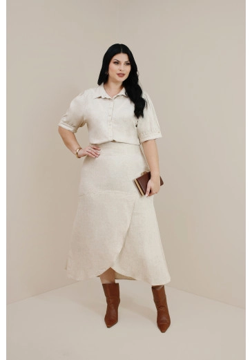 Saia Begônia Em Viscose Natural Plus Nítido Outono/Inverno 2026