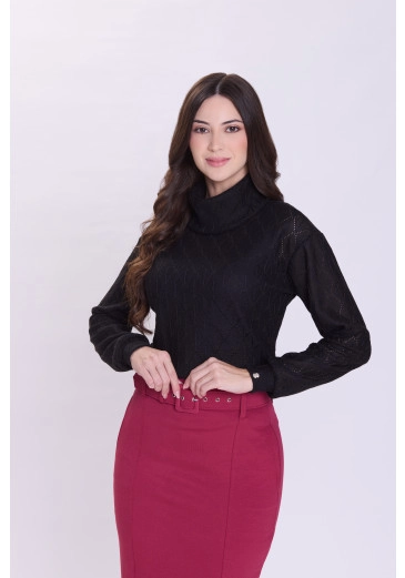 Blusa Conceição Em Malha Trico Preto Hapuk Outono/Inverno 2026