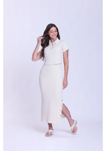 Vestido Fátima Em Malha Canelada Off Hapuk Outono/Inverno 2026