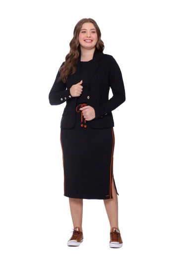 Blazer Elisa Preto Em Malha Estruturada Hapuk Outono/Inverno 2025