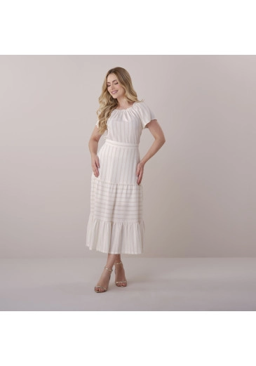 Conjunto Andreia Em Linho Listrado Off White Tata Martello Primavera/Verão 2026