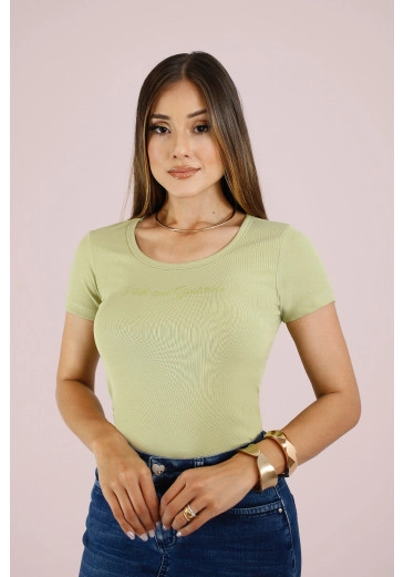 Babylook Beloved Em Malha Canelada Verde Claro Nitido Outono/Inverno 2026