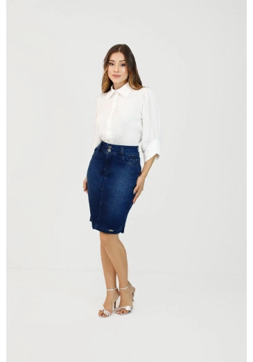 Saia Ivy Em Jeans Nítido Outono/Inverno 2025