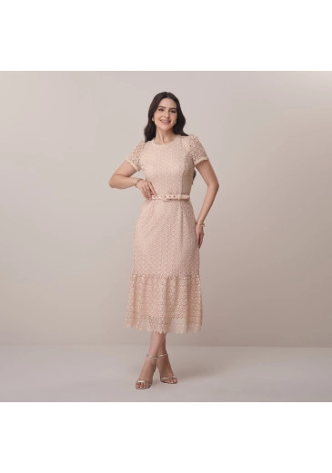 Vestido Suelen Em Guippir Rose Tatá Martello Primavera/Verão 2026