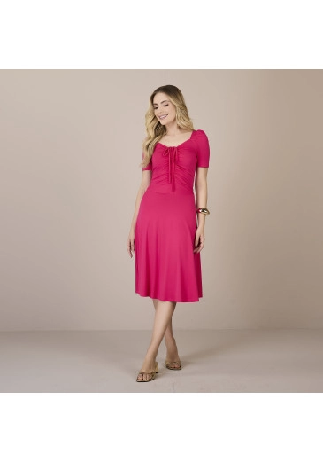 Vestido Mariane Em Malha Viscolycra Rosa Tatá Martello Primavera/Verão 2025