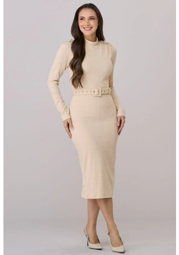 Vestido Marilia Em Malha Creme  Tata Martello Outono/Inverno 2026