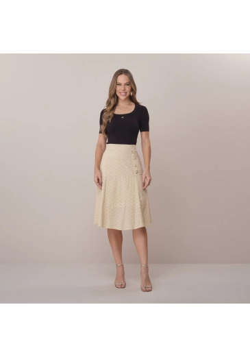 Saia Elsa Em Laise Bege Tata Martello Primavera/Verão 2026