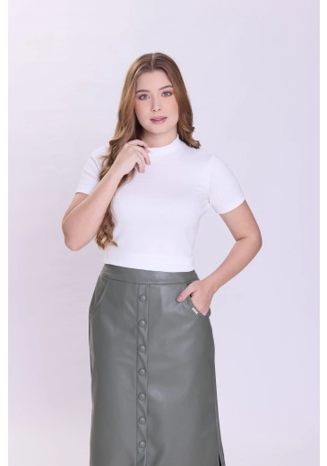 Blusa Lorena Em Malha Canelada Branca Hapuk Outono/Inverno 2026