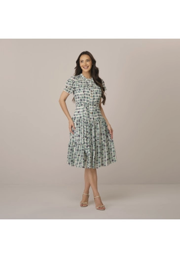 Vestido Milena Em Ava Print Verde Tata Martello Primavera/Verão 2026