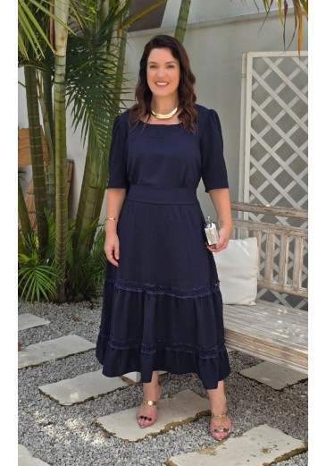 Vestido Lívia Em Crepe Maria Amore Outono/Inverno 2025