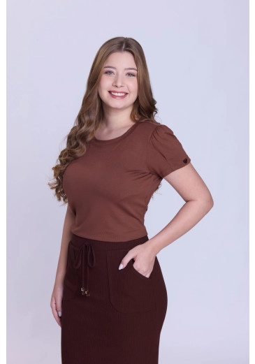 Blusa Cleide Em Malha Marrom Hapuk Outono/Inverno 2026